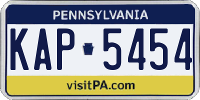 PA license plate KAP5454