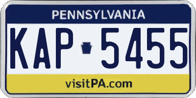 PA license plate KAP5455