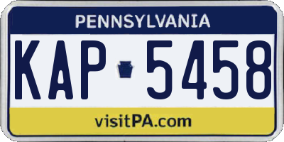 PA license plate KAP5458