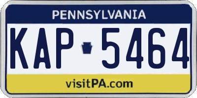 PA license plate KAP5464