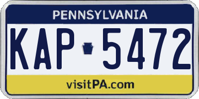 PA license plate KAP5472