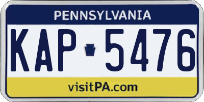 PA license plate KAP5476