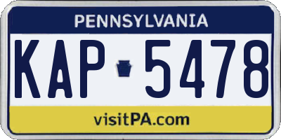 PA license plate KAP5478