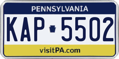 PA license plate KAP5502