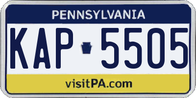 PA license plate KAP5505