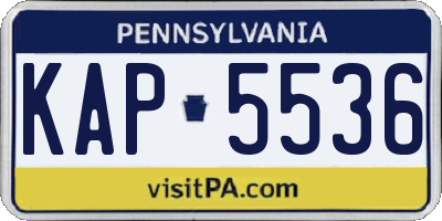 PA license plate KAP5536