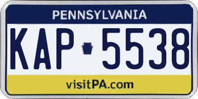 PA license plate KAP5538