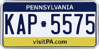 PA license plate KAP5575