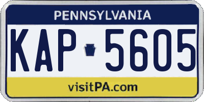 PA license plate KAP5605