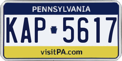 PA license plate KAP5617