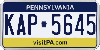 PA license plate KAP5645
