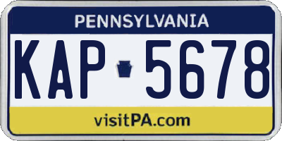 PA license plate KAP5678