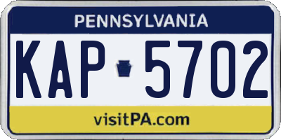 PA license plate KAP5702