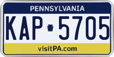 PA license plate KAP5705