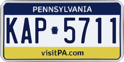PA license plate KAP5711
