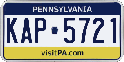 PA license plate KAP5721