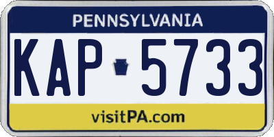 PA license plate KAP5733