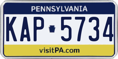 PA license plate KAP5734