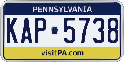 PA license plate KAP5738