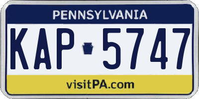 PA license plate KAP5747