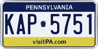 PA license plate KAP5751