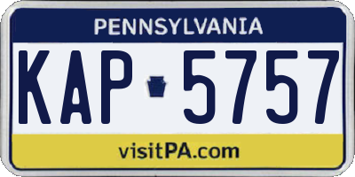 PA license plate KAP5757