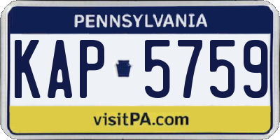 PA license plate KAP5759