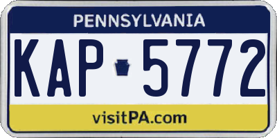 PA license plate KAP5772
