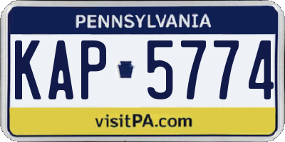 PA license plate KAP5774