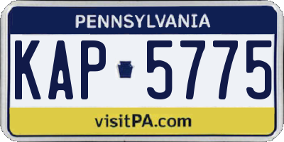 PA license plate KAP5775