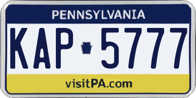 PA license plate KAP5777