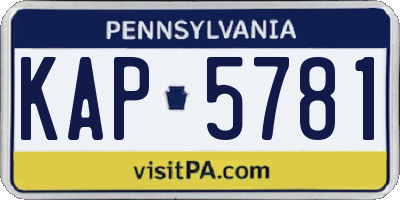 PA license plate KAP5781