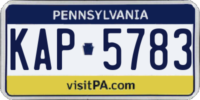 PA license plate KAP5783