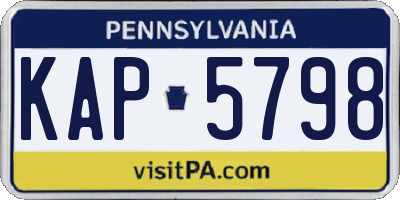 PA license plate KAP5798
