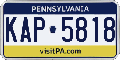 PA license plate KAP5818
