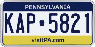 PA license plate KAP5821