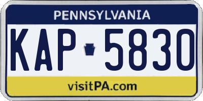 PA license plate KAP5830