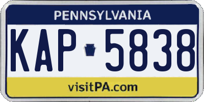 PA license plate KAP5838
