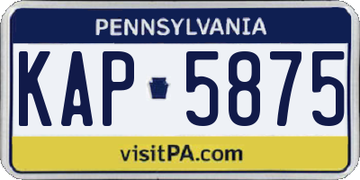 PA license plate KAP5875
