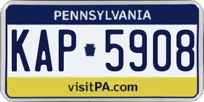 PA license plate KAP5908