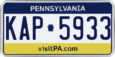 PA license plate KAP5933