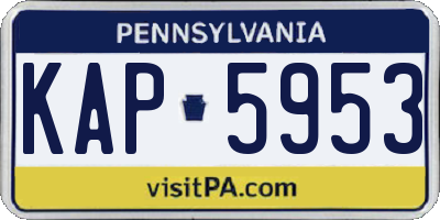 PA license plate KAP5953