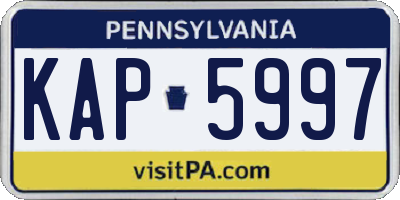PA license plate KAP5997