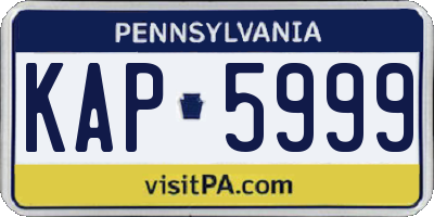 PA license plate KAP5999