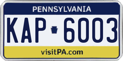 PA license plate KAP6003