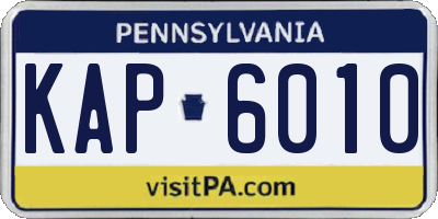 PA license plate KAP6010