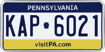 PA license plate KAP6021