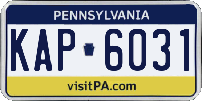 PA license plate KAP6031