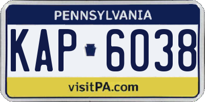PA license plate KAP6038