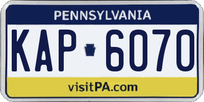 PA license plate KAP6070